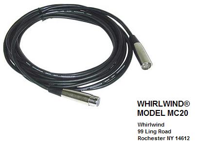 Whirlwind Model MC20 XLR Audio Cable